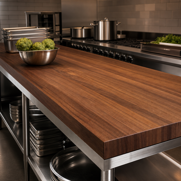 Product image #4 for John Boos Boos Block American Black Walnut Edge Grain Kitchen Countertop, Flat, 144 x 30 x 2-1/4 Inch