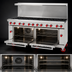 Thumbnail image #4 for American Range 72-Inch Gas Restaurant Range with 12 Open Burners, Left Convection Oven and Right Standard Oven