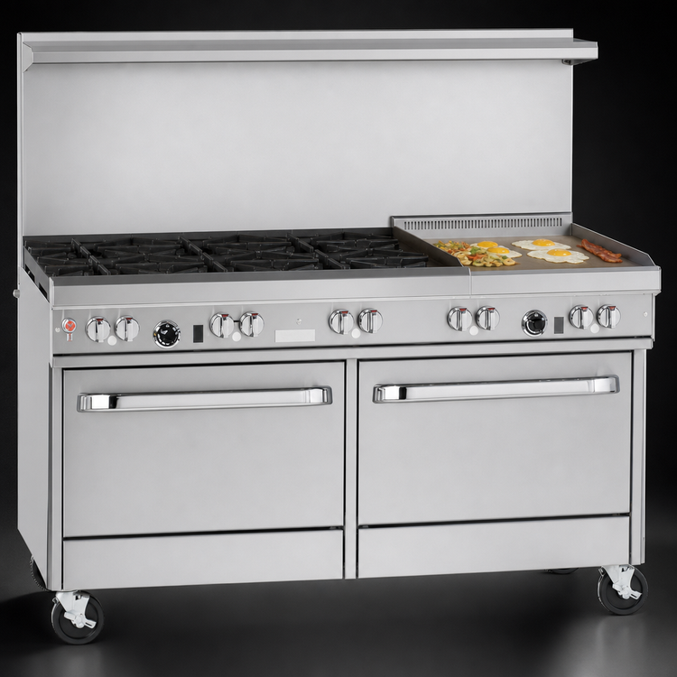 Product image #4 for Southbend Ultimate 60-Inch Gas Restaurant Range with 6 Star/Sauté Burners, 24-Inch Griddle, Convection Oven and Cabinet Base
