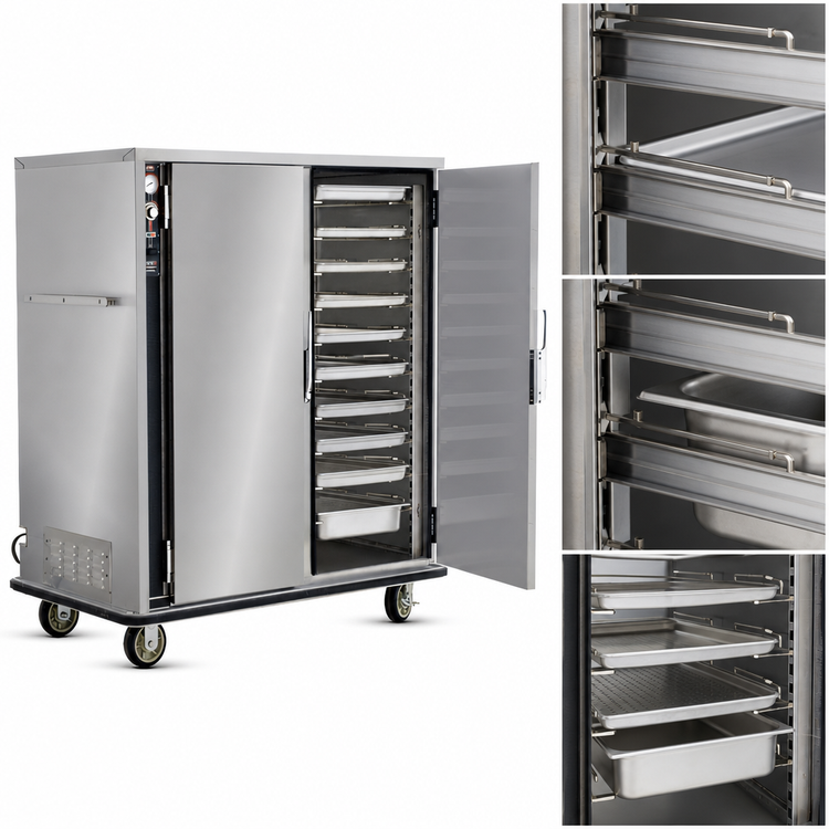 Product image #4 for FWE UHS-20 Mobile Stainless Steel Humidified Heated Holding Transport Cabinet with 20 Universal Tray Slides