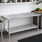 Thumbnail image #4 for Duke Manufacturing 314-36108 108-Inch Stainless Steel Work Table, 14-Gauge 300-Series Flat Top, Open Galvanized Undershelf