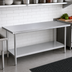 Thumbnail image #4 for Duke 108-Inch Stainless Steel Work Table with Galvanized Undershelf, Flat Top