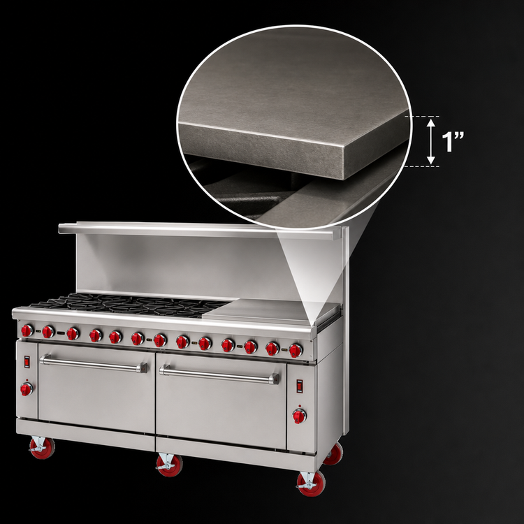 Product image #4 for American Range Green Flame 72-Inch Commercial Gas Range with 24-Inch Griddle, 8 Open Burners, and 2 Standard Ovens