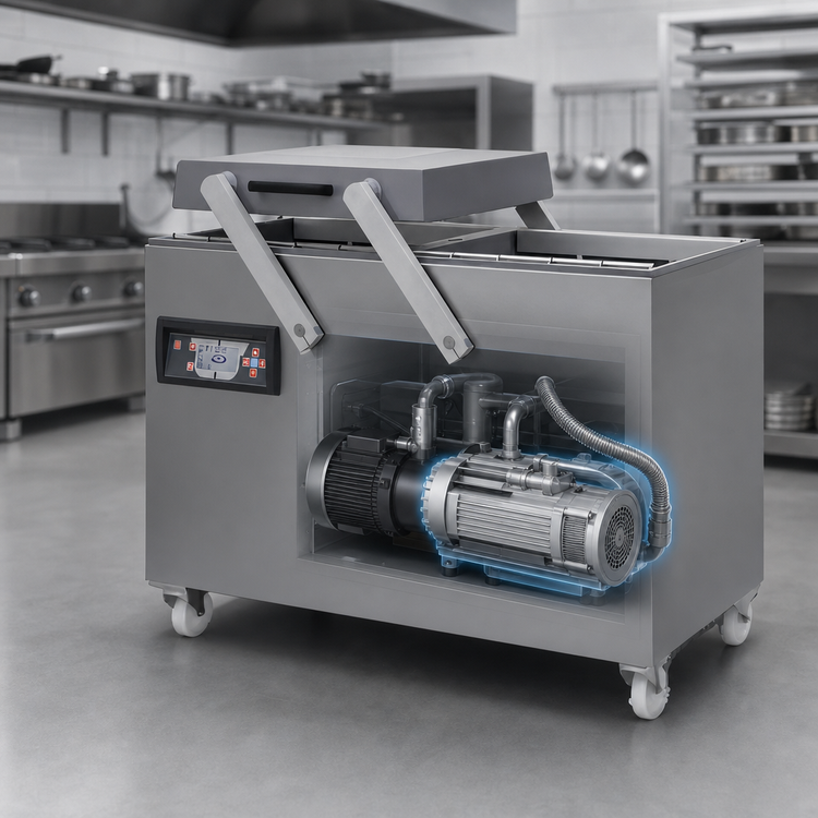 Product image #4 for Trento Turbovac L60 Double Chamber Floor-Model Vacuum Packaging Machine with 23.62-Inch Seal Bars and 63 m³ Pump