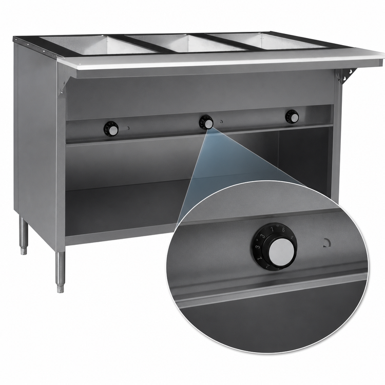 Product image #4 for Spec-Master 33 Inch Electric Hot Food Table with (2) 12 x 20 Wet/Dry Wells, Enclosed Base, 240V/3-Phase