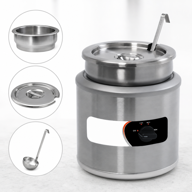 Product image #4 for Nemco 6100A-ICL 7-Quart Countertop Round Food Warmer, 120V, with Inset, Cover and Ladle