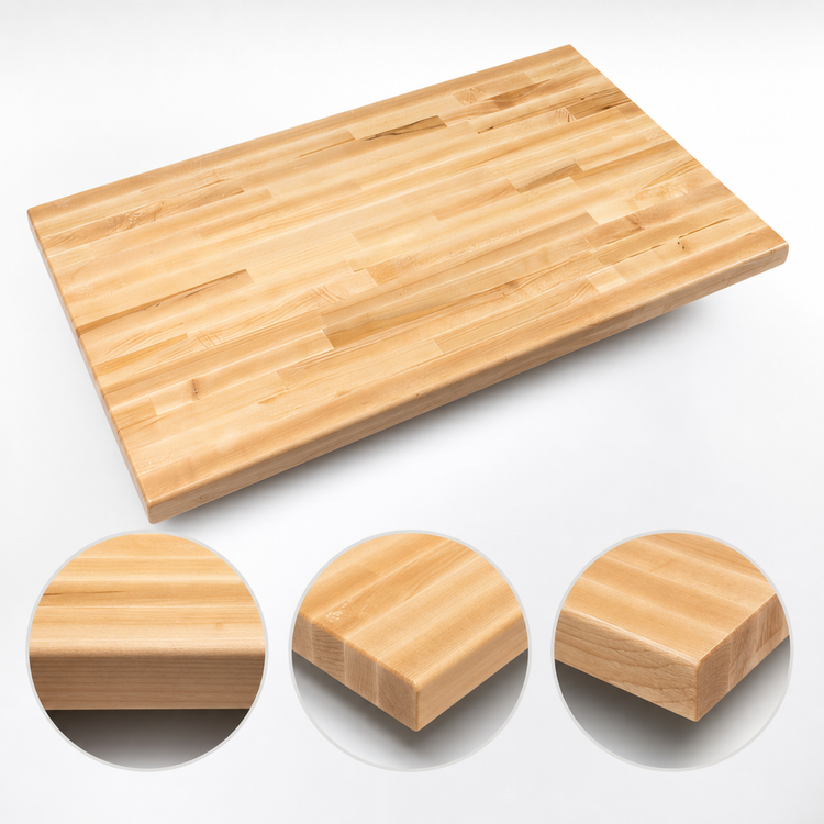 Product image #4 for John Boos Boos Block 48" x 42" Blended Edge Grain Northern Hard Rock Maple Kitchen Countertop, 1-1/2" Thick, Oil Finish