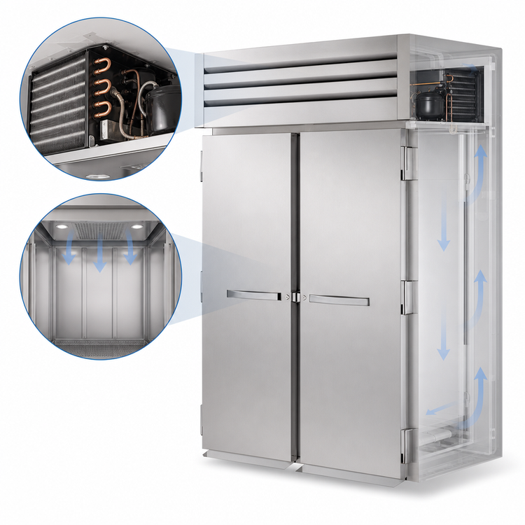 Product image #4 for True SPEC SERIES Two-Section Roll-In Solid Swing Door Refrigerator, 89 Inch H, Self-Contained, Stainless Steel Front and Aluminum Sides