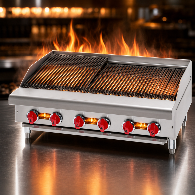 Product image #4 for American Range ARSRB-36 36-Inch Countertop Gas Charbroiler with 6 Burners and Cast Iron Grates