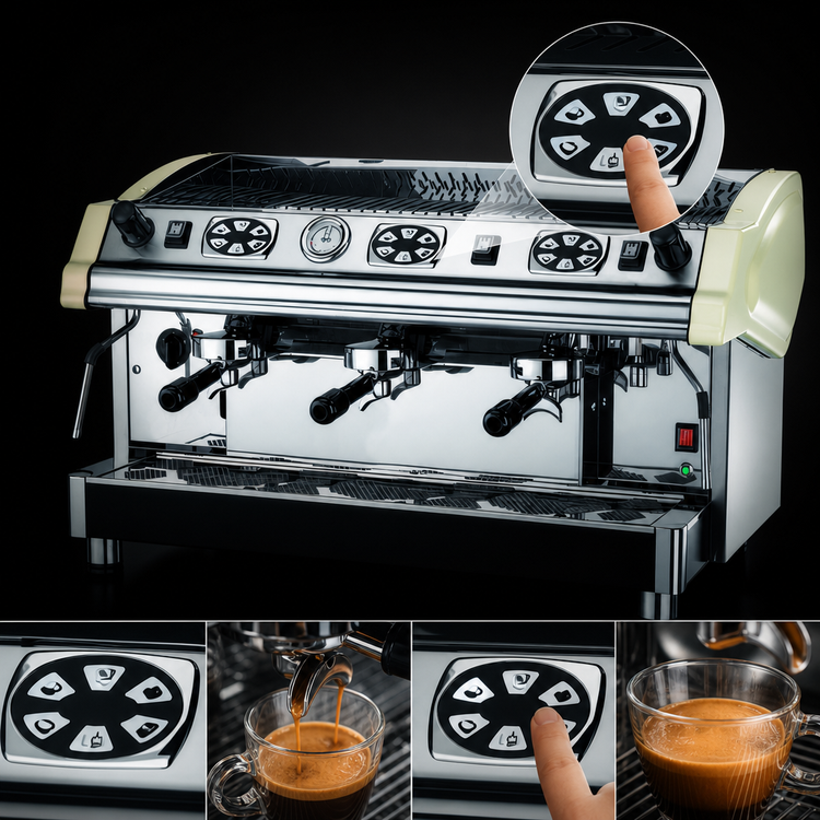 Product image #4 for CBC Royal Traditional TECNICA 3-Group Semi-Automatic Commercial Espresso Machine with Volumetric Touchpad