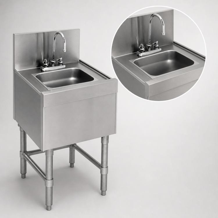Product image #4 for Eagle Group Spec-Bar Single-Compartment 12" x 24" Stainless Steel Wet Waste Sink with Gooseneck Faucet and Drain