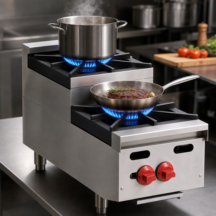 Product image #4 for Achiever 12-Inch Gas Countertop Hot Plate, 60,000 BTU, with 1 Open Burner and 1 Step-Up Burner
