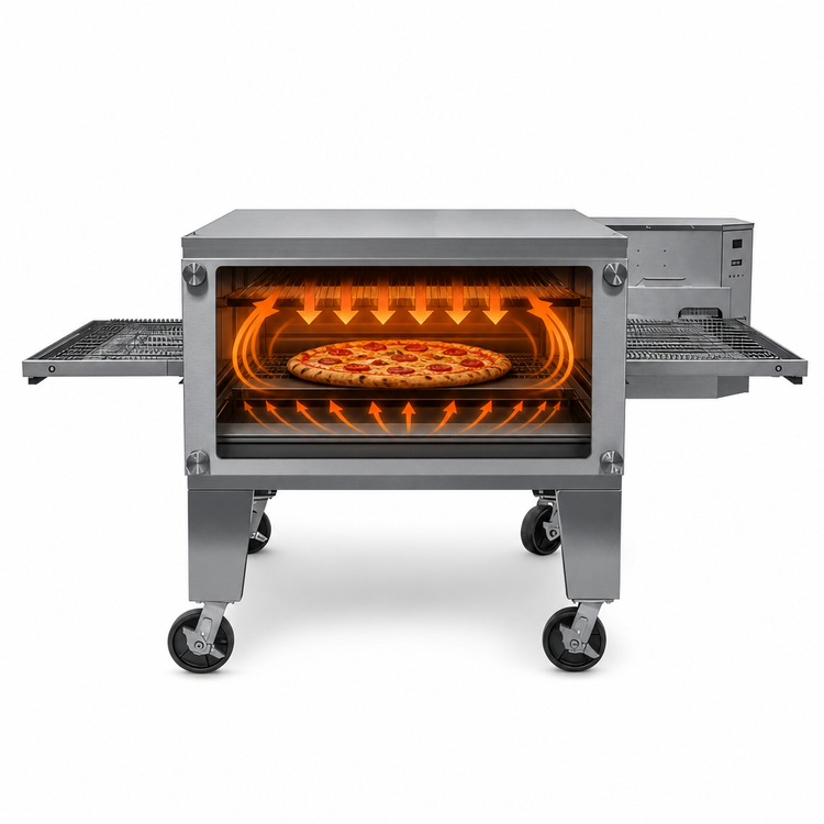 Product image #4 for Lincoln Impinger 3200 Series 3240-2R Double-Deck Electric Conveyor Oven Package, 40-Inch Baking Chamber, FastBake Technology