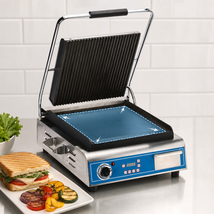 Product image #4 for Globe Deluxe 14-Inch Countertop Electric Single Sandwich/Panini Grill with Combo Cast Iron Plates