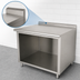Thumbnail image #4 for Advance Tabco 48-Inch x 36-Inch 14-Gauge 304 Stainless Steel Work Table with Open Front Cabinet Base and 1-1/2-Inch Rear Up-Turn