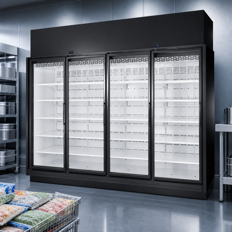 Product image #4 for True TRM4L 4-Door Low-Temp Self-Contained Glass Door Freezer Merchandiser