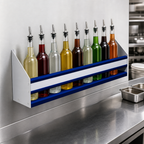 Thumbnail image #4 for Advance Tabco Prestige (Supreme) PRSSR-36 Single-Tier Stainless Steel Speed Rail, 36-Inch, 9-Bottle, Bolt-Hole Mounting