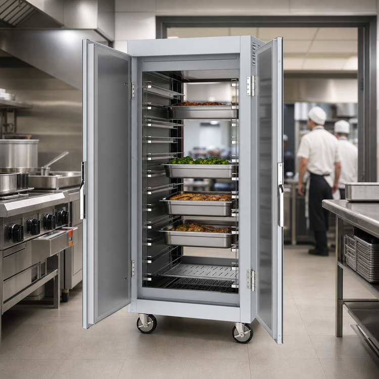 Product image #4 for Metro C5 8 Series Full-Height Mobile Pass-Thru Heated Holding Cabinet with Combination Doors and Lip-Load Slides