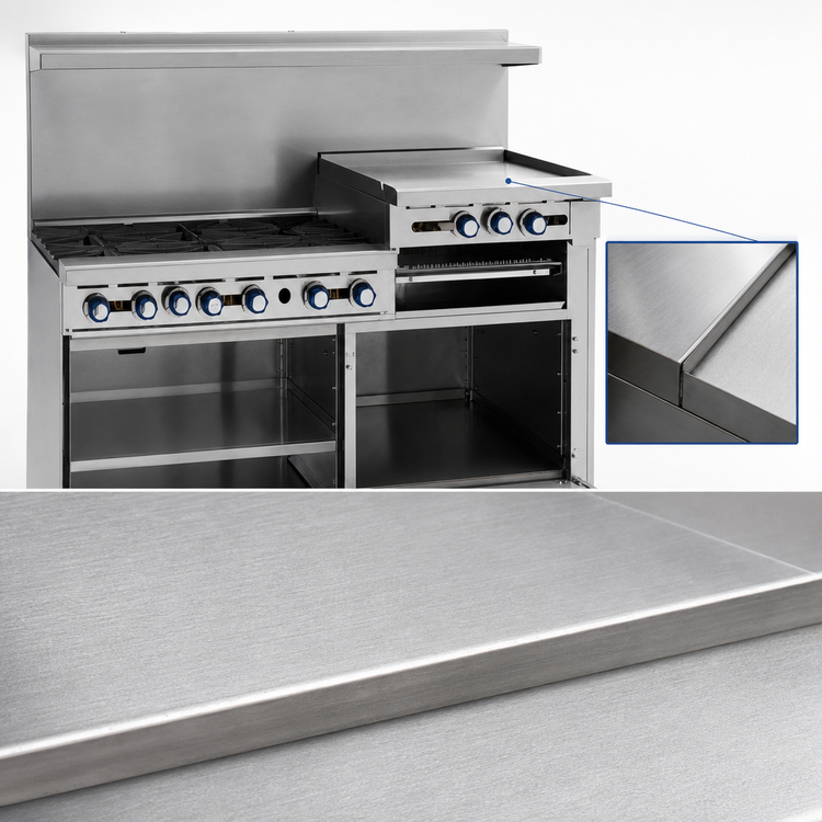 Product image #4 for Imperial Pro Series 60-Inch Gas Restaurant Range with 2 Open Burners, 48-Inch Griddle, Convection Oven, and Open Cabinet Base