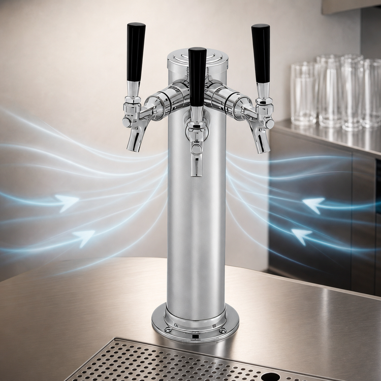 Product image #4 for Perlick 3-Faucet Air-Cooled Polished Chrome Countertop Draft Arm Beer Tower