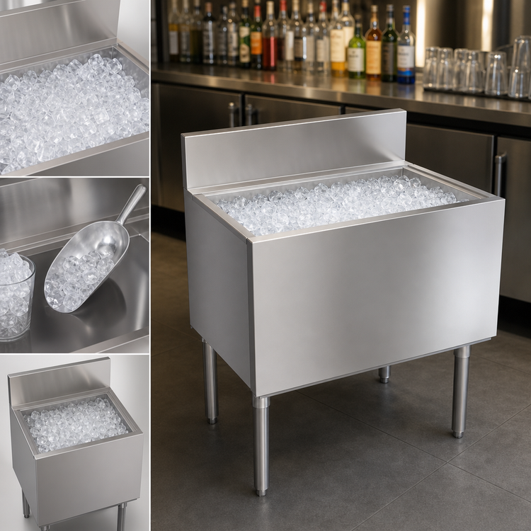 Product image #4 for Krowne Royal Series Underbar Ice Bin/Cocktail Unit with Built-In 10-Circuit Cold Plate, 30"W x 19"D, 92-lb Ice Capacity