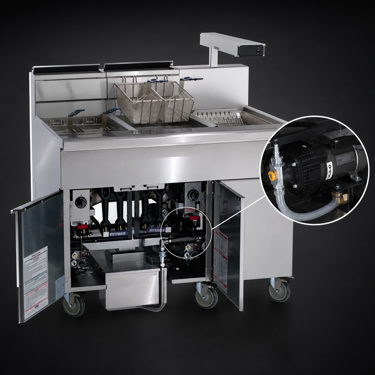 Product image #4 for Imperial IFSCB150 50 lb Gas Floor Model Side Car Fryer/Filter System with Drain Station