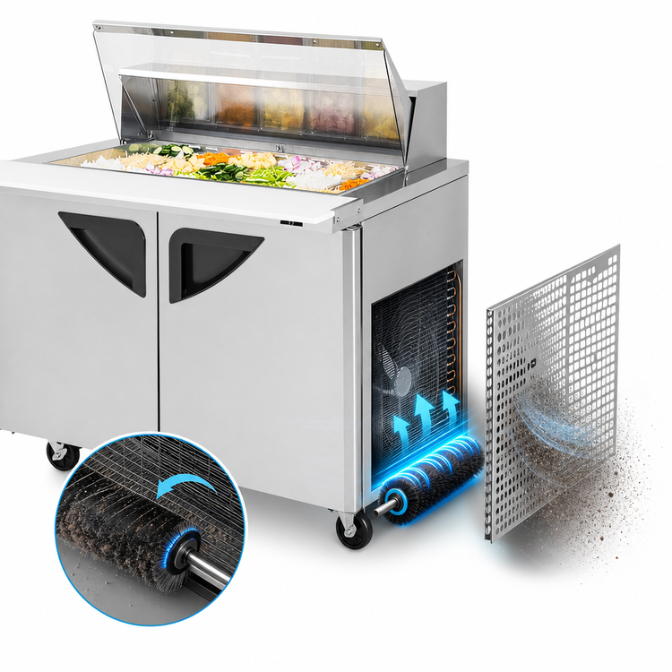 Product image #4 for Turbo Air Super Deluxe 48-Inch Two-Section Sandwich/Salad Mega Top Prep Table with Clear Lid and 18-Pan Opening