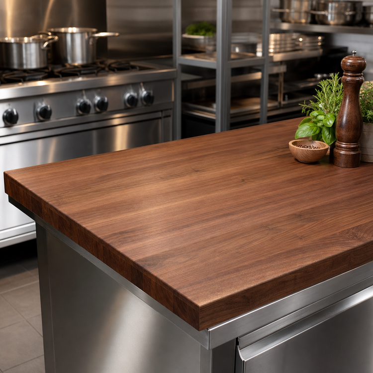 Product image #4 for Boos Block American Black Walnut Edge Grain Kitchen Countertop, 48 x 42 x 3 Inches, Flat No-Backsplash