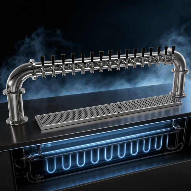 Product image #4 for Glastender Pipe Pass-Thru Countertop Draft Dispensing Tower, 16 Faucets, 2 Columns, Glycol-Cooled