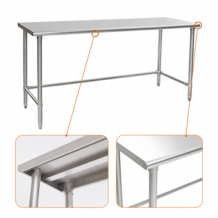 Product image #4 for BlendPort® Budget Series Stainless Steel Work Table with Open Base, 84 x 30 Inches