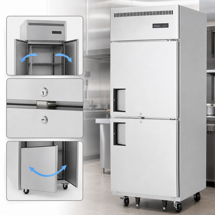 Product image #4 for Everest Refrigeration ESFH2 One-Section Reach-In Freezer, 23 Cu. Ft., Half Doors, Top-Mounted Self-Contained Refrigeration