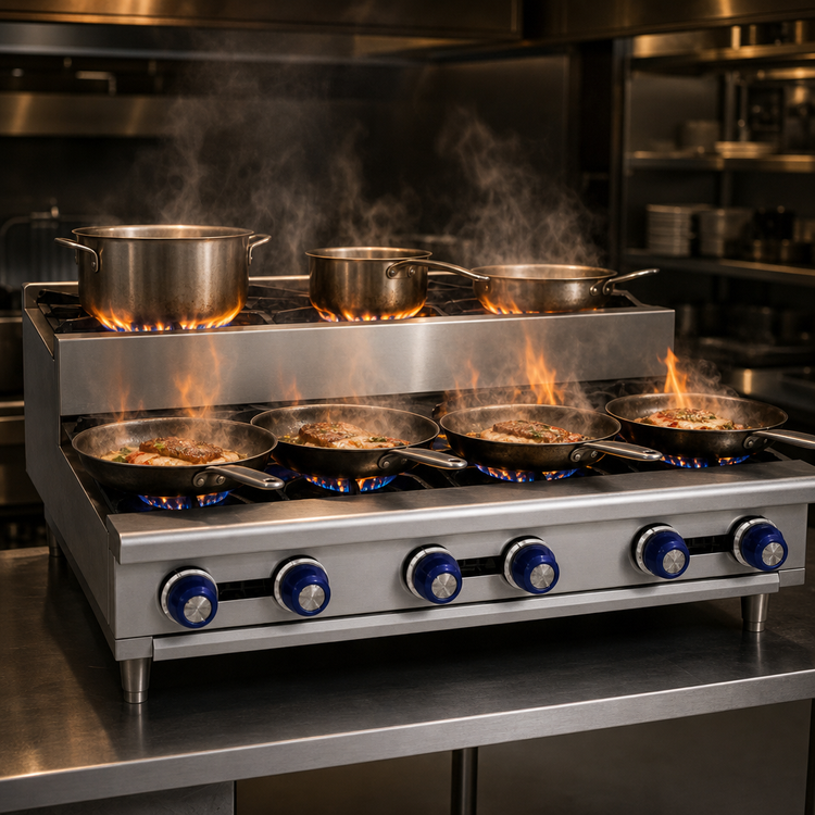 Product image #4 for Imperial 48-Inch Gas Countertop Hotplate with 4 Open Burners and 4 Step-Up Burners