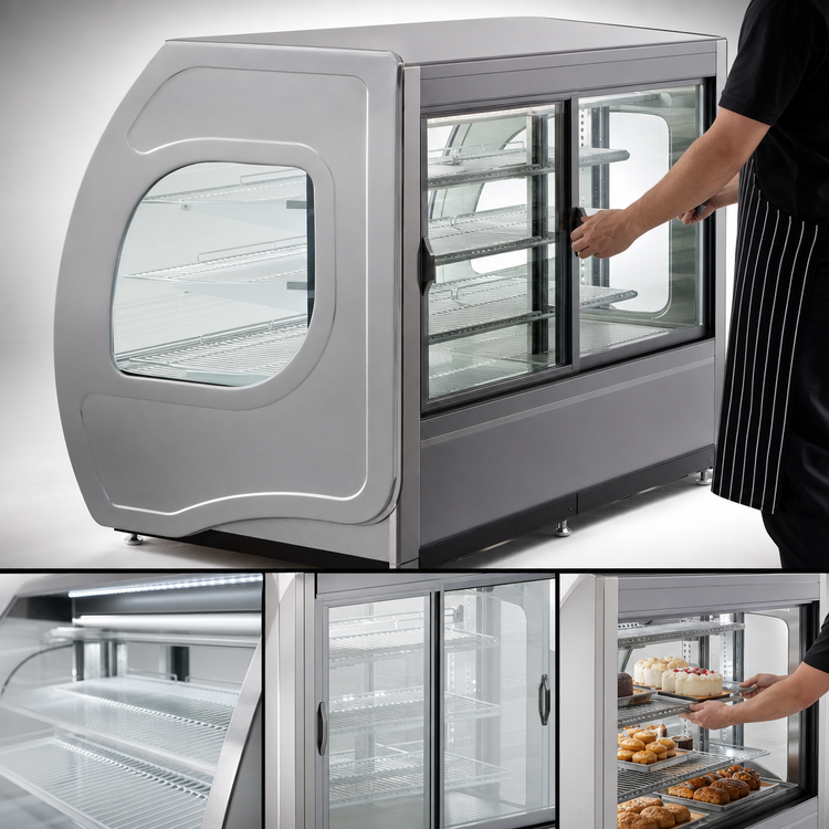 Product image #4 for Fogel Elite Series Full-Service Refrigerated Deli/Bakery Display Case, Curved Glass Front, 72 Inch