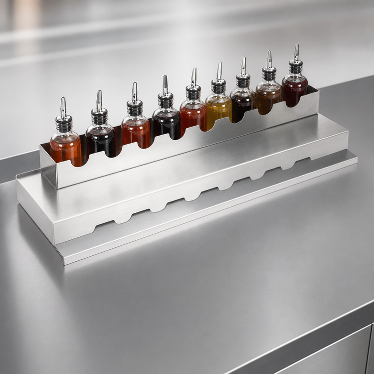 Product image #4 for Krowne Royal Series 36-Inch Countertop Bitters Tray with Full Sliding Cover, 10-Bottle Capacity