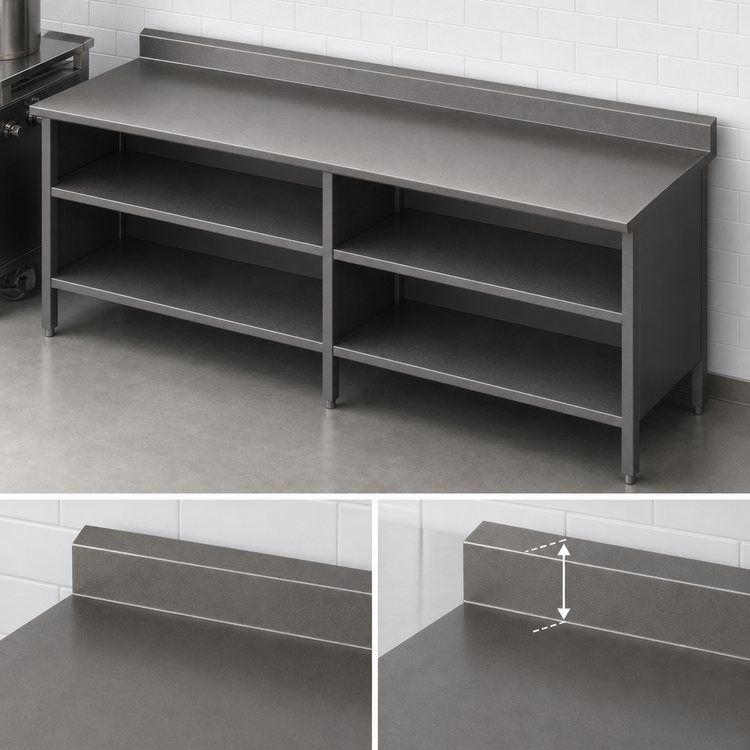 Product image #4 for John Boos Open Front Cabinet Base Stainless Steel Work Table with 5-Inch Backsplash, 96 x 30 Inches