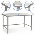 Thumbnail image #4 for Eagle Group Budget Series T30108STB 108-Inch x 30-Inch 430 Stainless Steel Flat-Top Work Table with Open Tubular Base