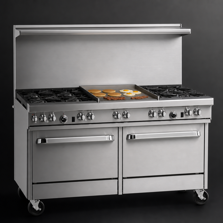 Product image #4 for Southbend Ultimate 60-Inch Gas Restaurant Range with 6 Star/Saute Burners, 24-Inch Griddle, Standard Oven, and Convection Oven