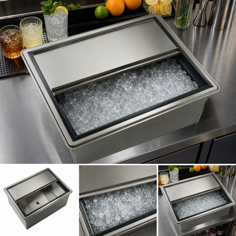 Product image #4 for Krowne D2712 Large Drop-In Ice Bin, 73 lb Capacity, Stainless Steel, Without Cold Plate