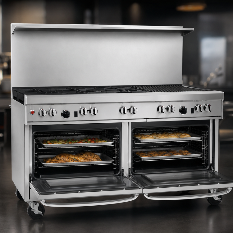 Product image #4 for Southbend Ultimate 60-Inch Gas Restaurant Range with 5 Burners, 24-Inch Charbroiler, and 2 Standard Ovens