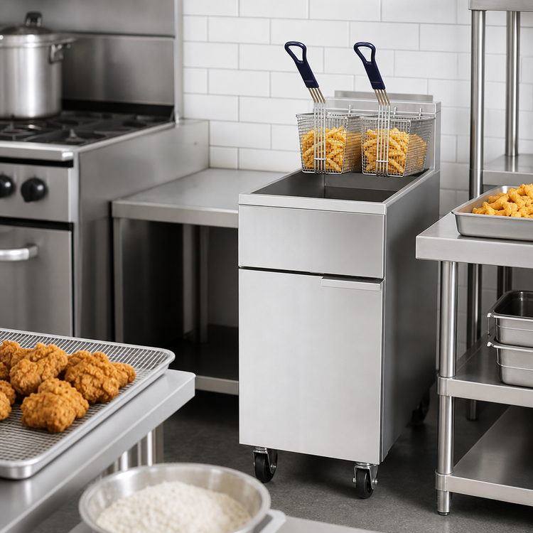 Product image #3 for Atosa CookRite 40 lb. Natural Gas Floor Fryer with Manual Controls