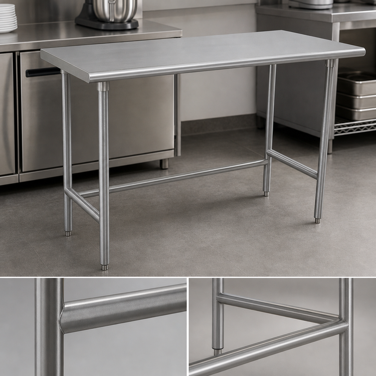 Product image #4 for Advance Tabco Stainless Steel Work Table, 108"W x 30"D, Open Base, 304 Stainless Steel Top