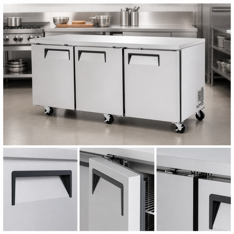 Product image #4 for Turbo Air E-Line Three-Section Undercounter Refrigerator with Solid Doors, 18.8 Cu. Ft.