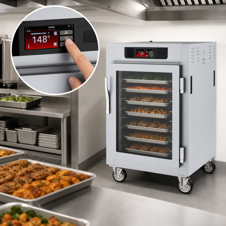 Product image #4 for Metro C5 8 Series Half-Height Pass-Thru Controlled Temperature Holding Cabinet with Combination Doors, Universal Slides, 8 Full-Size Sheet Pan Capacity, 120V