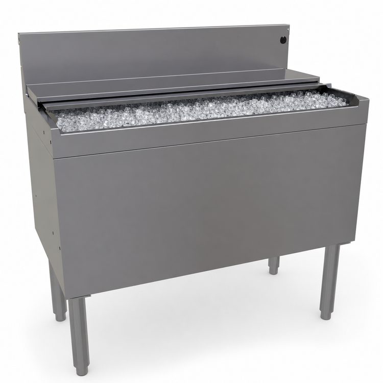 Product image #4 for Glastender Extra Deep Underbar Ice Bin with Sliding Stainless Steel Cover, 36-Inch Wide, 139 lb. Capacity