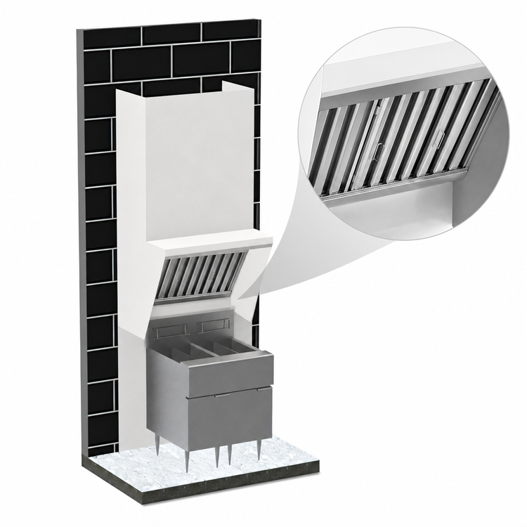 Product image #5 for Avtec SimpleSpec Type I Wall-Mount Exhaust-Only Fryer Hood for 2 x 20-Inch Fryers, 42-Inch Wide