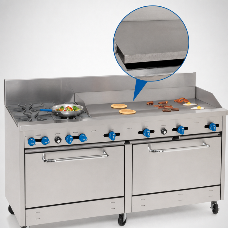 Product image #4 for Comstock-Castle 72-Inch Commercial Gas Range with 4 Star Burners, 48-Inch Griddle and Double Ovens