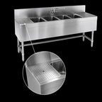 Thumbnail image #4 for Eagle Group Spec-Bar B5L-4-24 Four-Compartment Stainless Steel Underbar Sink with Left Drainboard, 60 x 24 x 37 Inches