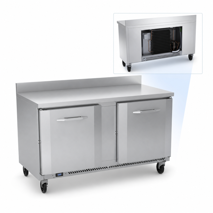 Product image #4 for Victory Refrigeration VWF60HC Two-Section 60-Inch Worktop Freezer Counter, V-Core™ Cooling, Rear-Mounted Self-Contained