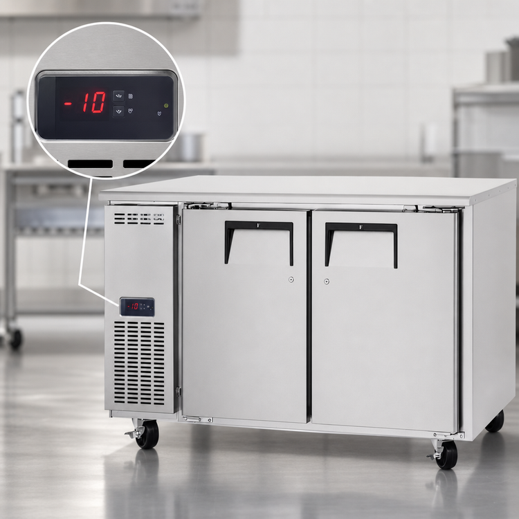 Product image #4 for Everest Refrigeration ETF2 2-Section Undercounter Worktop Freezer, 13 Cu. Ft., Side-Mounted Self-Contained, Stainless Steel