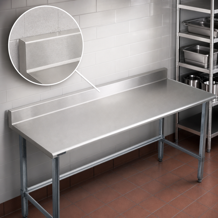 Product image #4 for Eagle Spec-Master Stainless Steel Work Table with 4-1/2-Inch Backsplash and Open Galvanized Base, 108 x 30 Inches